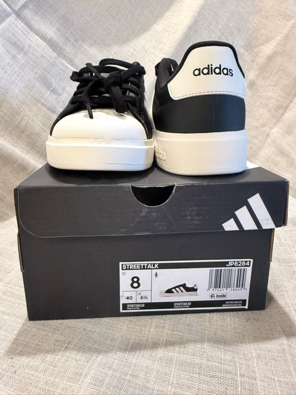 Adidas Street Talk Sneakers | Size 8 | Black White | New with Box - Picture 2 of 4